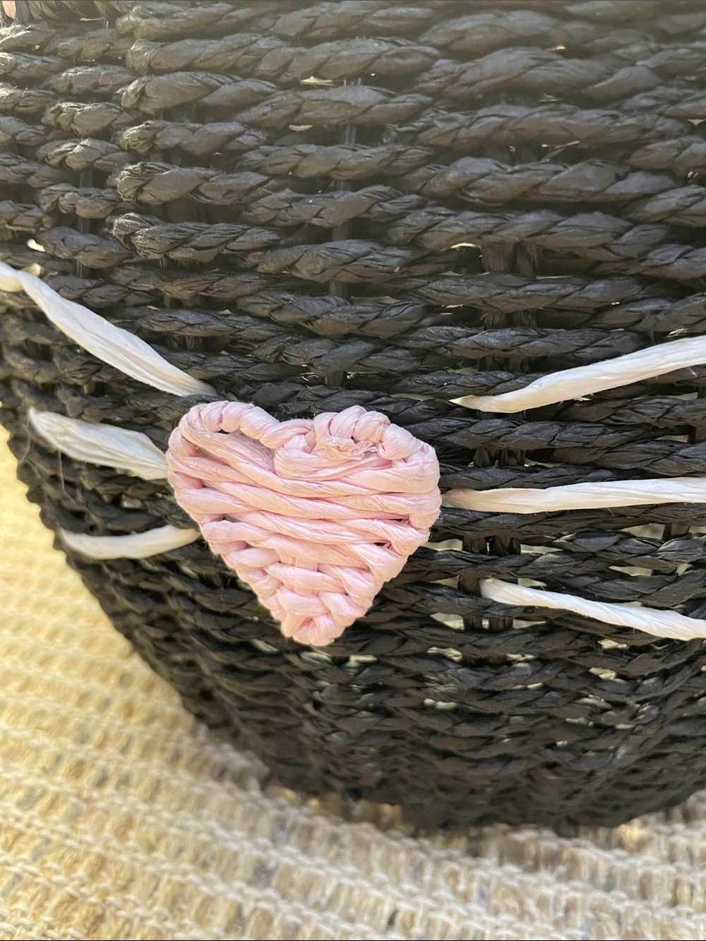 Black Cat Woven Basket with Pink Accents - Picture 3 of 11